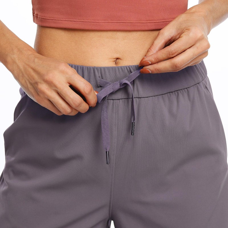 Willit Womens Athletic Hiking Running Shorts for Women Yoga Workout Gym Quick Dry Shorts with Pockets Grayish Purple L - Image 5